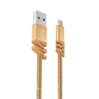 Odolný micro USB kabel 1 m Zig-Zag - zlatá