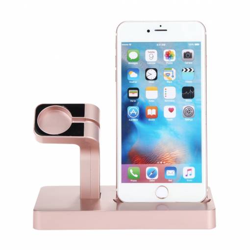 Foto - Nabíjecí stojánek na iPhone a Apple Watch - růžově zlatá
