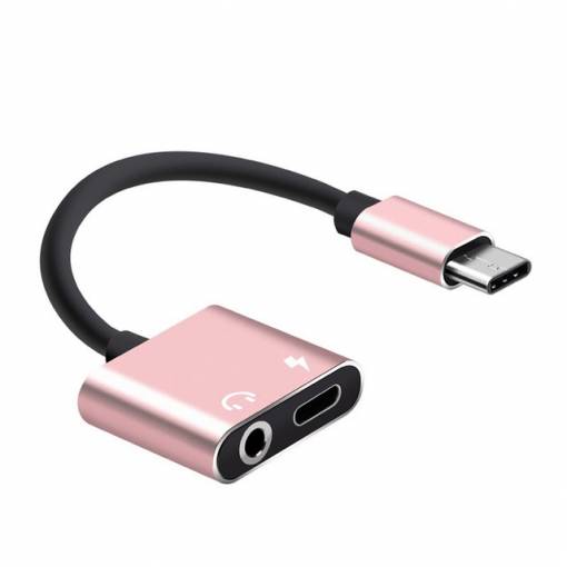 Foto - Redukce z USB-C na USB-C a 3.5mm jack - růžově zlatá