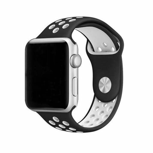 Foto - eses Silikonový řemínek pro Apple Watch - Černo bílý, S, M, L - 42mm, 44mm, 45mm, 49mm