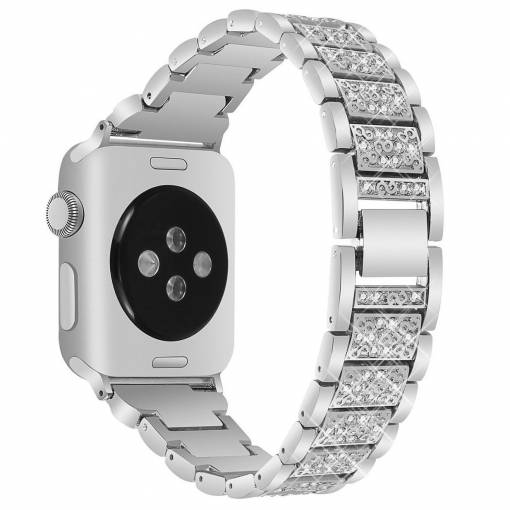 Foto - eses Kovový luxusní řemínek pro Apple Watch - Stříbrný 38mm, 40mm, 41mm