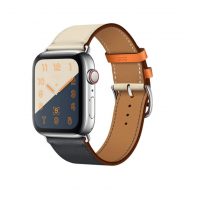 eses Kožený barevný řemínek pro Apple Watch - Béžovo tmavě modrý 38mm, 40mm, 41mm