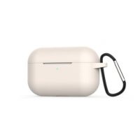 Silikonové pouzdro pro Airpods Pro s karabinou - béžová