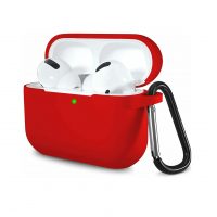 Silikonové pouzdro pro Airpods 3 s karabinou - červená