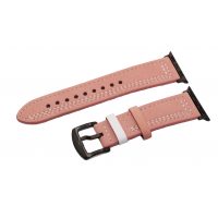 eses Kožený řemínek pro Apple Watch - Růžový s bílým vzorem, 42mm/44mm/45mm/49mm