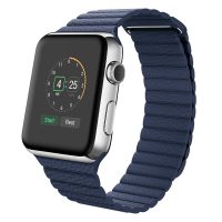 eses Kožený magnetický řemínek pro Apple Watch - Modrý 42mm, 44mm, 45mm, 49mm