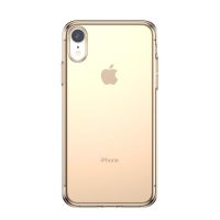 Silikonový kryt Baseus na iPhone XR - zlatá transparentní