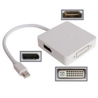 Redukce Mini DisPlay Port na HDMI, DVI a DisplayPort - bílá