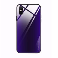 Gradient kryt s tvrzeným sklem na iPhone XR - fialovo-černý