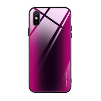 Gradient kryt s tvrzeným sklem na iPhone XR - růžovo-černý