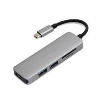 USB-C adaptér 5v1 - stříbrná