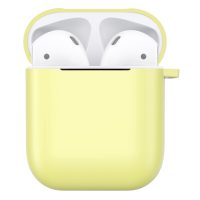 Matný plastový obal s karabinou pro Airpods - žlutá