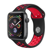 eses Silikonový řemínek pro Apple Watch - Černo červený, S, M, L - 42mm, 44mm, 45mm, 49mm