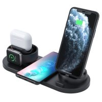 Nabíjecí stojánek 6 v 1 pro iPhone, Apple Watch, AirPods a Android telefony - černá