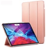 Pouzdro z PU kůže pro Apple iPad Pro 12.9 (2020) + slot pro Apple Pencil - Rose Gold