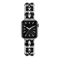 eses Kovový řetízkový řemínek propletený pro Apple Watch - Stříbrno černý 42mm, 44mm, 45mm, 49mm