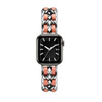 eses Kovový řetízkový řemínek propletený pro Apple Watch - Stříbrno oranžový 42mm, 44mm, 45mm, 49mm