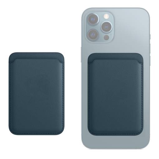 Foto - MagSafe kožená peněženka na iPhone - Modrá
