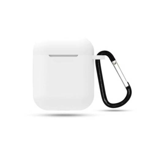 Foto - Silikonové pouzdro pro Airpods 1 / 2 s karabinou - bílá