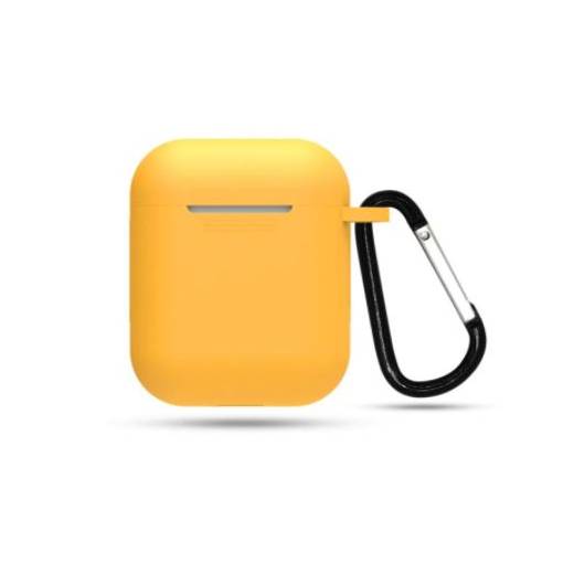 Foto - Silikonové pouzdro pro Airpods 1 / 2 s karabinou - žlutá