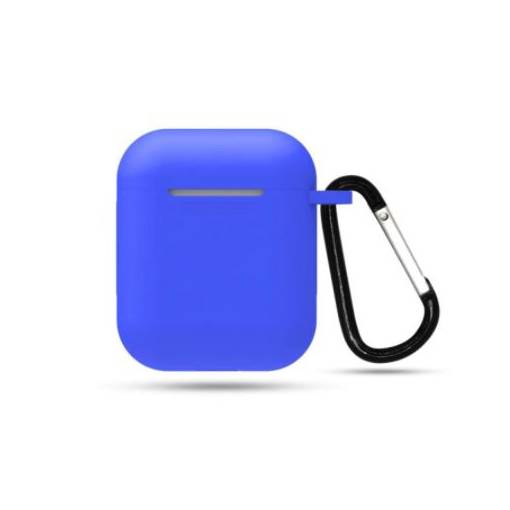 Foto - Silikonové pouzdro pro Airpods 1 / 2 s karabinou - modrá
