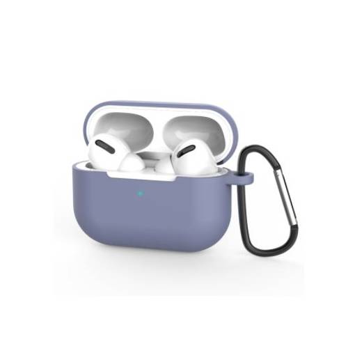 Foto - Silikonové pouzdro pro Airpods Pro s karabinou - šedomodrá