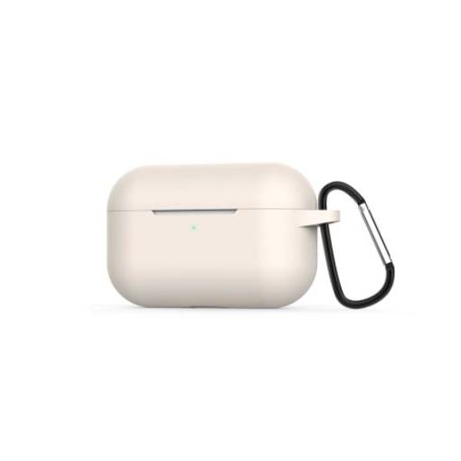 Foto - Silikonové pouzdro pro Airpods Pro s karabinou - béžová