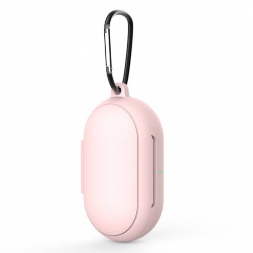 Foto - eses Silikonové pouzdro pro Samsung Galaxy Buds a Buds Plus s karabinou - Světle růžové