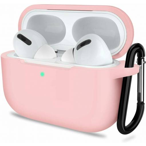 Foto - Silikonové pouzdro pro Airpods 3 s karabinou - růžová