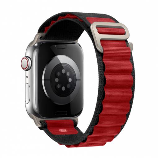 Foto - eses Alpský tah pro Apple Watch - Červeno černý, 38mm, 40mm, 41mm