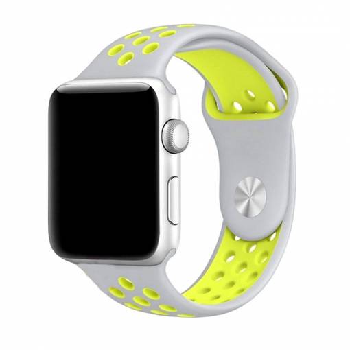 Foto - eses sportovní řemínek pro Apple Watch stříbrný/žlutý 42mm/44mm/45mm