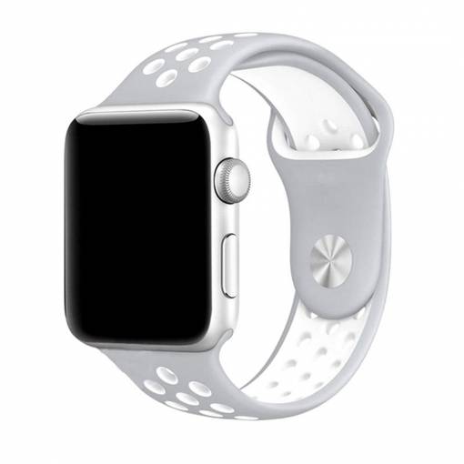 Foto - eses sportovní řemínek pro Apple Watch stříbrný/bílý velikost S 42mm/44mm/45mm