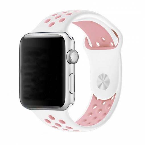 Foto - eses sportovní řemínek pro Apple Watch bílý/růžový 42mm/44mm/45mm