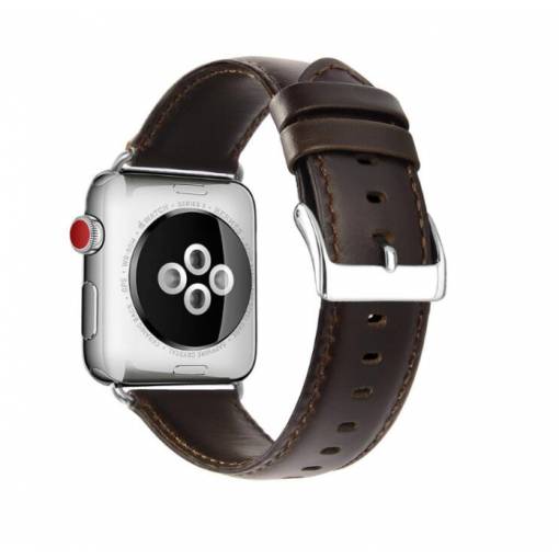 Foto - eses Kožený řemínek pro Apple Watch - Tmavě hnědý, 42mm/44mm/45mm/49mm