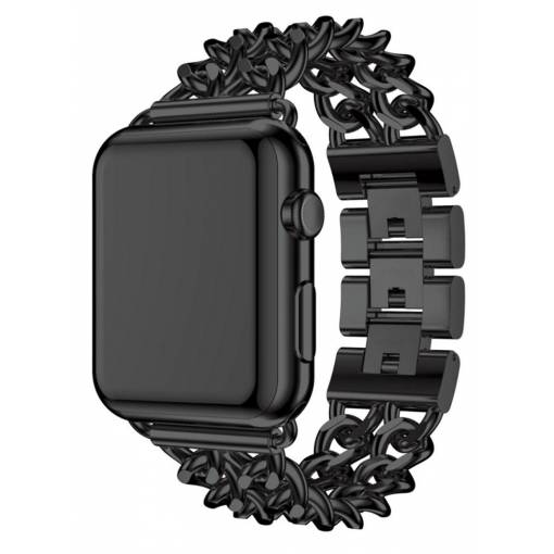 Foto - eses kovový řetízkový řemínek pro Apple Watch černý 42mm/44mm/45mm