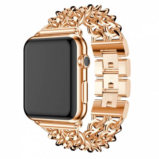 Foto - eses Kovový řetízkový řemínek pro Apple Watch - Růžovo zlatý 42mm, 44mm, 45mm, 49mm