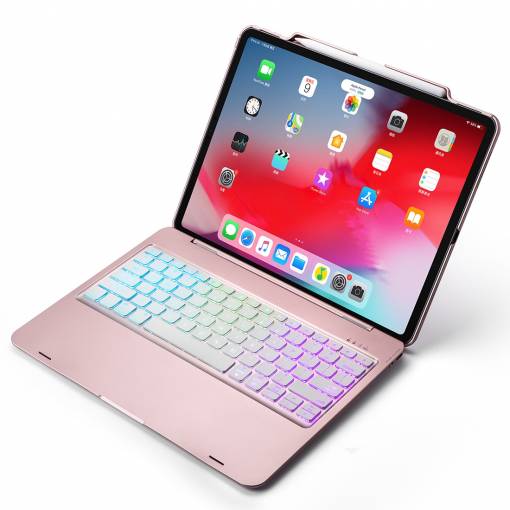 Foto - Podsvícená klávesnice pro iPad Pro 12.9" 2018 a 2020 + slot pro Apple Pencil - růžově zlatá