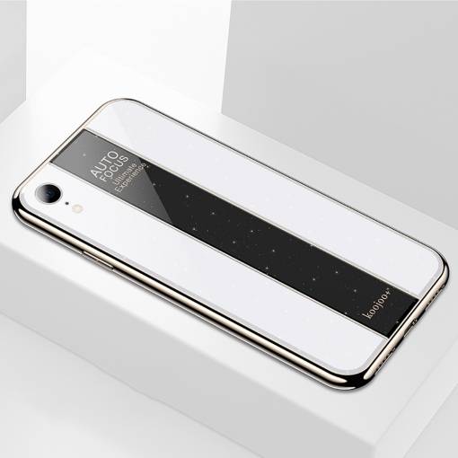 Foto - Galvanický kryt se sklem na iPhone XR - bílá