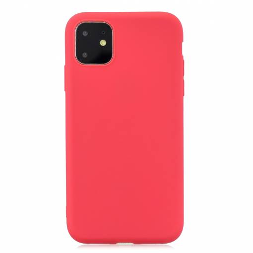 Foto - Matný silikonový obal na iPhone 11 - červená
