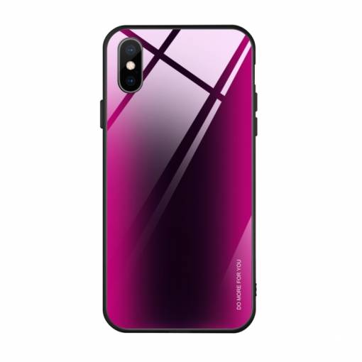 Foto - Gradient kryt s tvrzeným sklem na iPhone XR - růžovo-černý