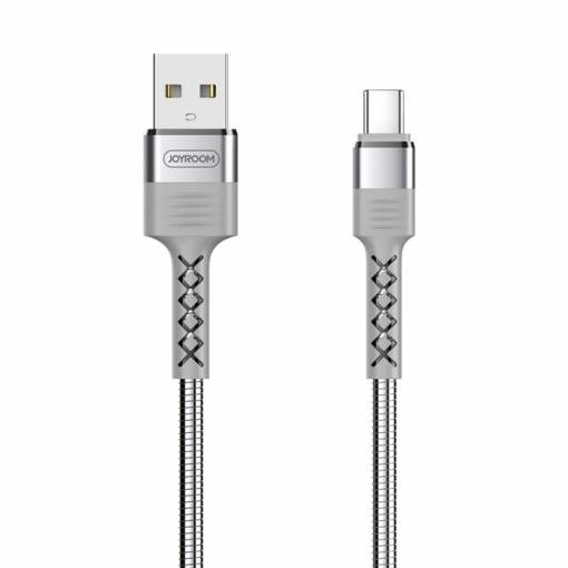 Foto - Joyroom Odolný USB-C kabel King Kong 2.4 A - stříbrná