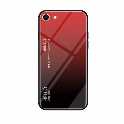 Foto - Gradient kryt s tvrzeným sklem na iPhone SE 2020/ 7/ 8 - červeno-černý