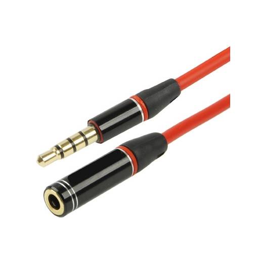 Foto - Audio kabel 1,2m 3.5mm jack (samec) / 3.5mm jack (samice) - červená