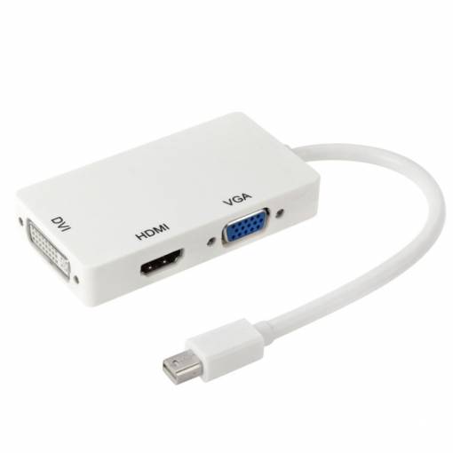 Foto - Redukce/hub Mini displayPort na HDMI, VGA a DVI - bílá