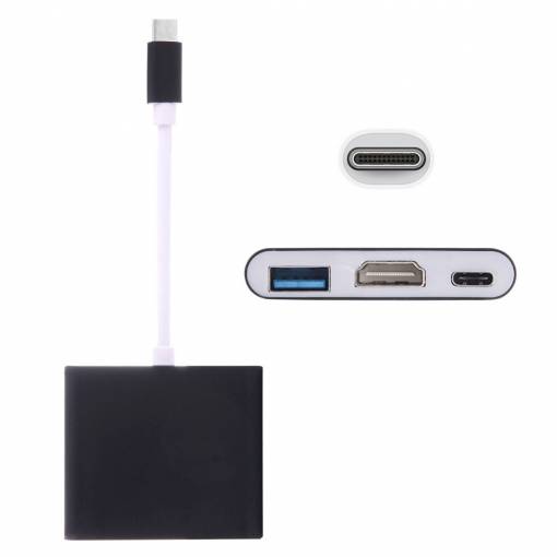 Foto - USB-C (Thunderbolt 3) redukce 3v1 (USB-C, HDMI, USB) - černá