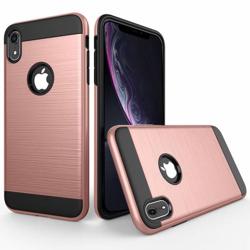 Foto - Odolný kryt na iPhone XR - růžová broušená textura