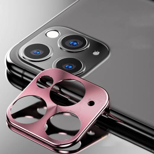 Foto - Kovový rámeček na zadní kameru iPhone 11 Pro - růžová