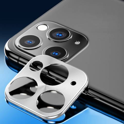 Foto - Kovový rámeček na zadní kameru iPhone 11 Pro/ 11 Pro Max - stříbrná