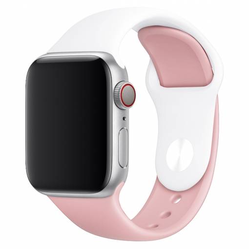 Foto - Silikonový řemínek Premium pro Apple Watch 42mm/44mm - růžovobílá