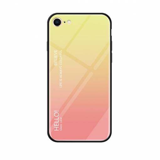 Foto - Gradient kryt s tvrzeným sklem na iPhone SE 2020/ 7/ 8 - žluto-růžová